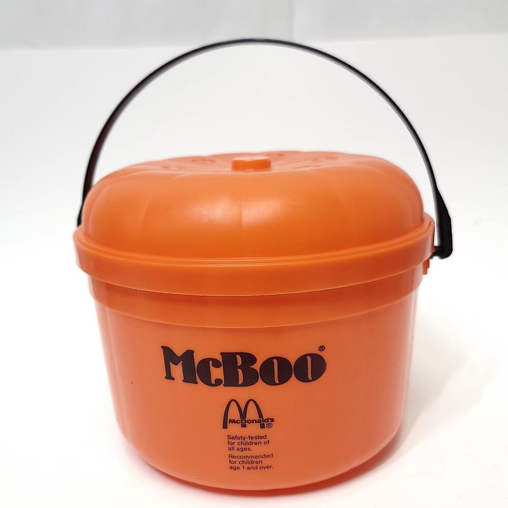 Vintage 1986 McDonald's McBoo Halloween Pumpkin Pail Bucket w/ Lid​ - Picture 9 of 13